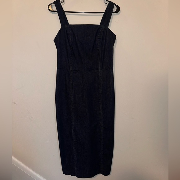 Banana Republic Dark Blue Denim Pencil Dress Size 6 - Picture 2 of 8